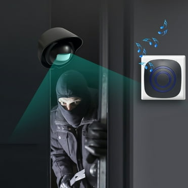 Dpityserensio Door Chime,Wireless Business Door Motion Sensor Detector Smart Visitor Doorbell Home Security Alarm with 1 Plug-In Receiver and 1 PIR Detector Waterproof