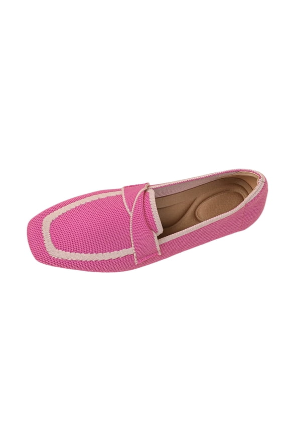 Dress Flats Shoes Women Spring And Square Toe Flat Bottom Shallow Mouth Fly Woven Flat Bottom Woven Shoes One Foot Stepping Large-Sized Shoes