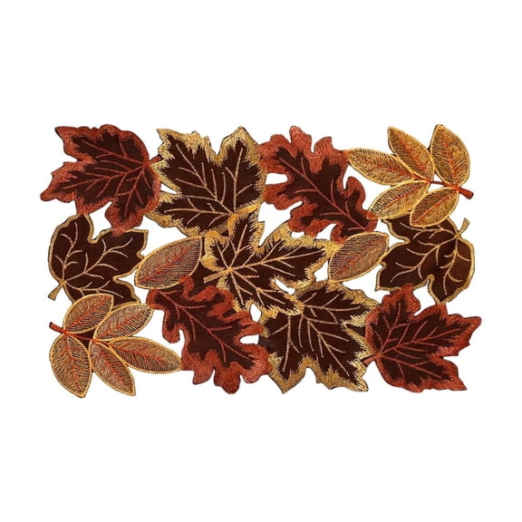 Dpityserensio Embroidered Fall Leaf Table Runner for Thanksgiving Fall Maple Leaf Hollow Cut Table Mat Holiday Table Decor 16.93inch Or 33.46inch Season Centerpiece Fall Decor Xmas Gifts
