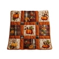 thumbnail image 1 of Dpityserensio Fall Pumpkin Maple Plaid Flannel Quilted Throw Blanket Sofa Bed Decor, 1 of 9