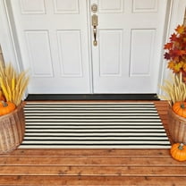 Dpityserensio Fall Thanksgiving Door Mat Striped Front Porch Rug for Layering Fall Welcome Mat for Outdoor Entryway Patio Or Indoor Decor