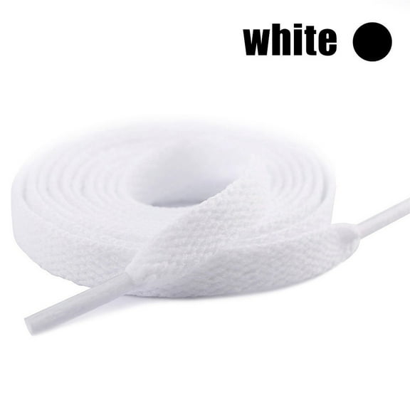 Dpityserensio Flat Coloured Shoe Laces 10 Colours Shoelaces Football Boots Trainer Shoes White
