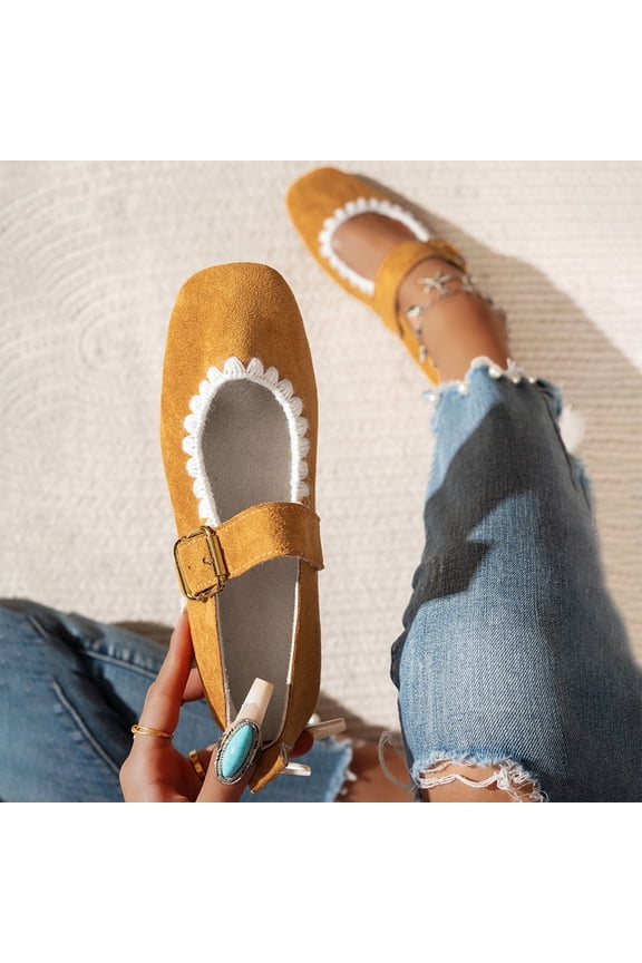 Flats Shoes for Women Soft-Soled Solid Color Versatile Moccasins Shallow Mouth Breathable Flat Shoes