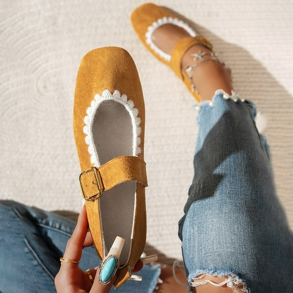 Dpityserensio Flats Shoes for Women Soft-Soled Solid Color Versatile Moccasins Shallow Mouth Breathable Flat Shoes