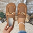 thumbnail image 1 of Dpityserensio Flats Shoes for Women Solid Color Versatile Round Toe Shallow Mouth Metal Buckle Low Heel Comfortable Toe Flat Shoes, 1 of 9