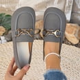 thumbnail image 1 of Dpityserensio Flats Shoes for Women Solid Color Versatile Round Toe Shallow Mouth Metal Buckle Low Heel Comfortable Toe Flat Shoes, 1 of 9