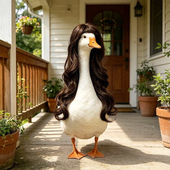 Dpityserensio Funny Pet Wig Porch Goose Wig Cosplay Hair Hat for Cats Dogs, Adjustable Costume Accessory for Small Animals