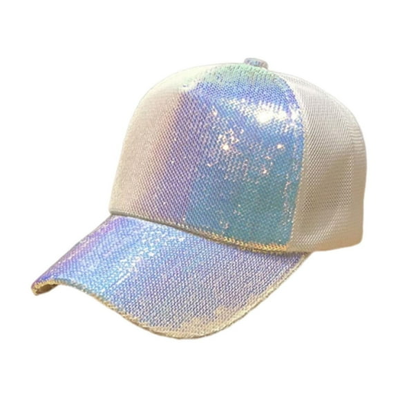 Dpityserensio Glitter Sequin Baseball Cap Hat Adjustable Mesh Caps Baseball Breathable Sun Hat Travel Baseball Cap and Peaked Cap for Party Hat for Women Xmas