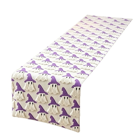 Dpityserensio Halloween Table Runner 13x72 Inch, Ghost Pumpkin Decoration for Dining Table Kitchen Party, Polyester Fall Harvest Home Decor