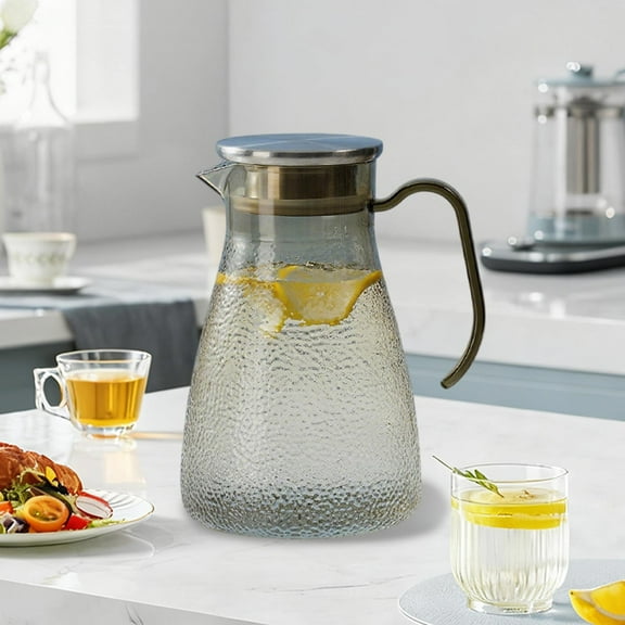 Dpityserensio Hammered-patterned Steel Lid Pot Plastic Cold Water Pot Clear Water Bottle Juices Pitcher Flower Tea Kettle Fall Xmas Gifts