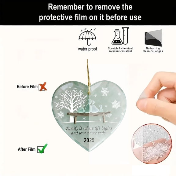 Dpityserensio Heart-Shaped Family Sea Glass Ornament Fall Xmas Gifts