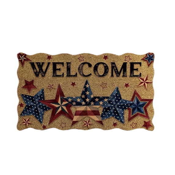 Dpityserensio Independence Day Doormat 16 x 24 Inch, Patriotic 4th of July Imitation Coir Style Doormat And Entryway Floor Mat