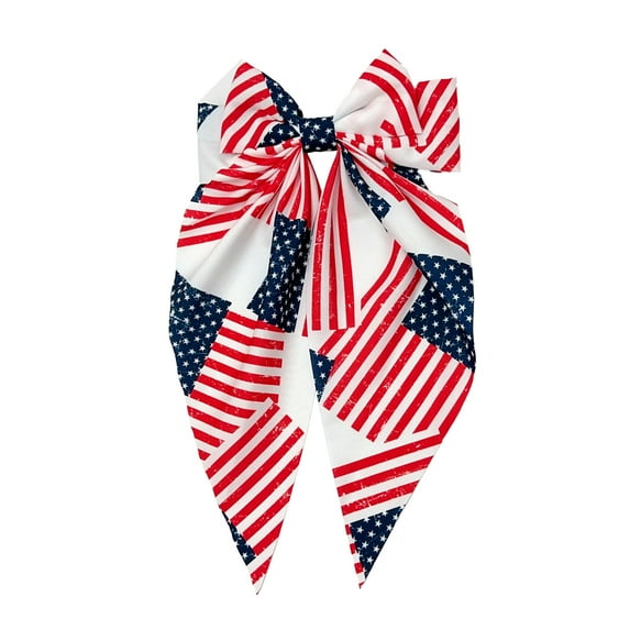 Dpityserensio Independence Day Hair Clips Set - Tricolor Flag Bow Spring Clips for Women Kids - 4th of July Party Hair Accessories - Festival Celebration Decorations
