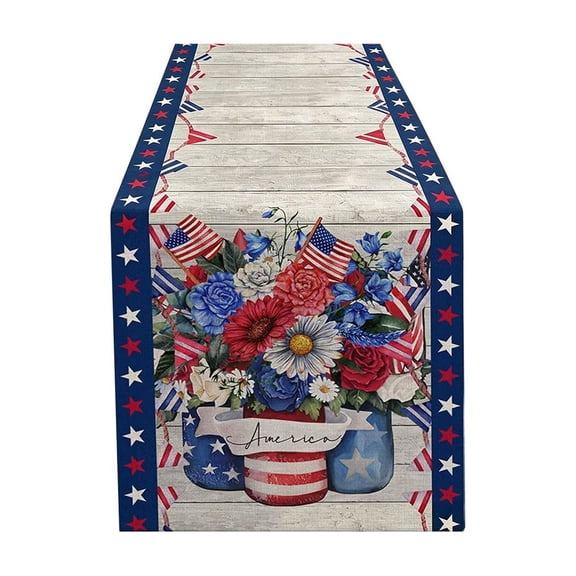 Dpityserensio Independence Day Table Runner 13X72in, Patriotic July 4th Tablecloth Runner for Dining Table Kitchen Party Decor Rectangle Table Cover