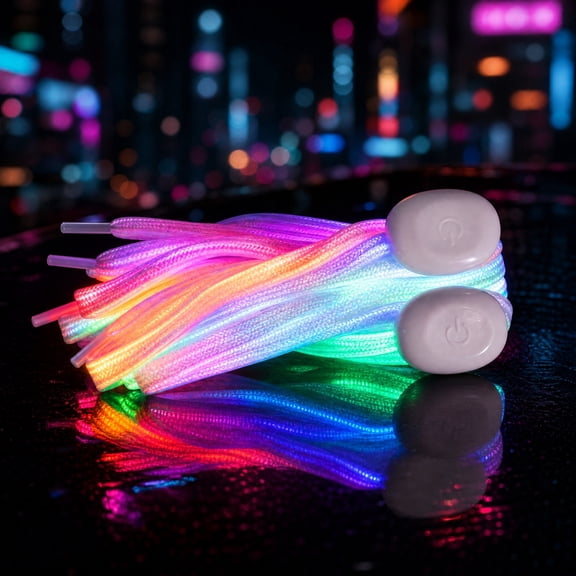 Dpityserensio LED Light Up Shoelaces with 3 Modes Flashing Shoe Laces for Party Favors Hip-hop Dancing Halloween Decor 48in