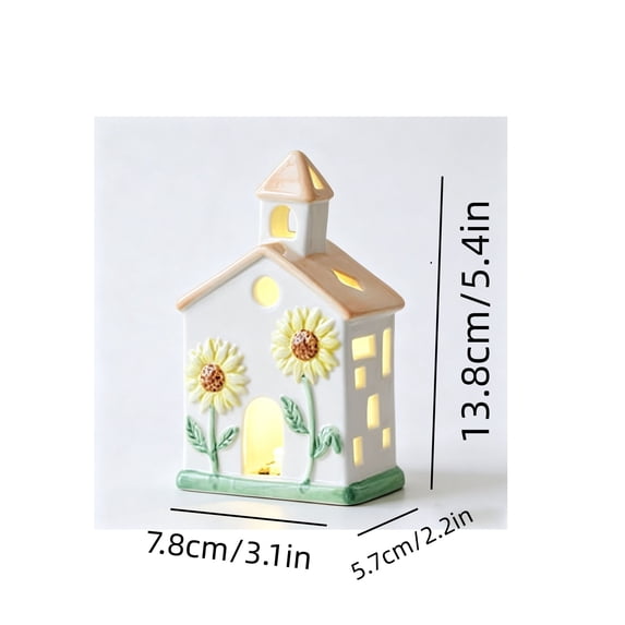Dpityserensio Light Up Ceramic Christmas House,Mini LED Glowing Village Figurine for Mantel Shelf Desk, Battery Powered Xmas Decor