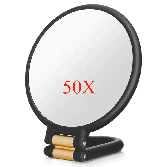 Dpityserensio Magnifying Glass Makeup Mirror with Adjustable Handle 9.45in 50X Magnification Handheld Wall Mount Tabletop Double Sided