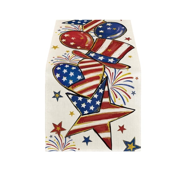 Dpityserensio Patriotic Star Table Runner 72 x 13 Inch Independence Day Table RunnerPolyester Runners For 4th Of July Independence Day Dining Table Decor