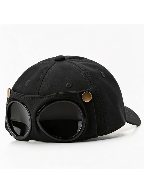 Pilot Sunglasses Baseball Cap, Flip Down Visor Hat for Men Women, Hip Hop Streetwear Sun Hat for Summer