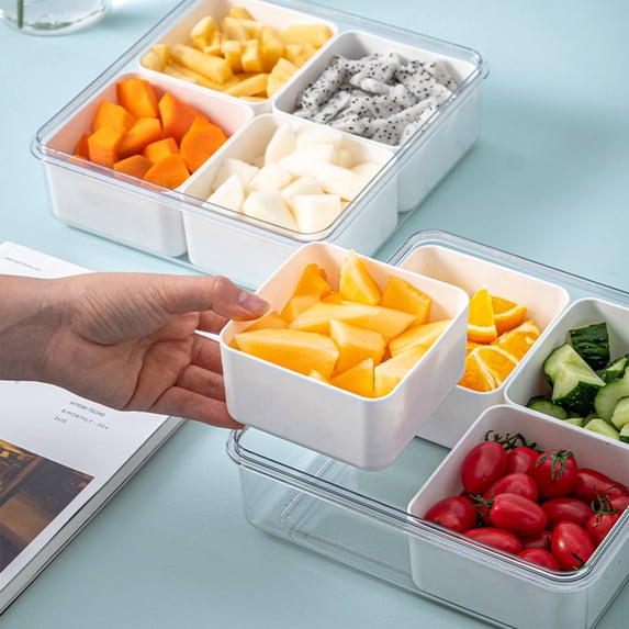 Dpityserensio Plastic Divided Serving Tray with Lids,Snack Fruit Trayfood Storage Lunch Storage Box,Vegetarian Candy Snack Party Appetizers Tray