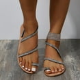 thumbnail image 1 of Dpityserensio Rhinestone Sandals Women's Thin Strap Transparent Flat Toe Shoes Summer Women Sandals Black 373, 1 of 7