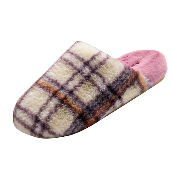 Dpityserensio Slippers for Women Indoor And Outdoor Checkered Toe Cover Thick Bottom Silent Warm Slippers Christmas Xmas Gifts