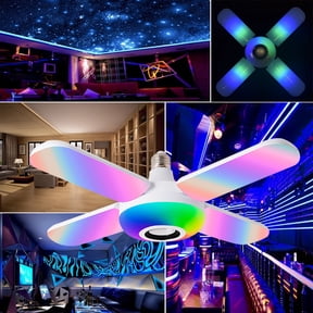 Dpityserensio Smart Home Lights,LED Light Bulb with Integrated Bluetooth Speaker,E27 RGB Changing Lamp,24 Keys Remote Control RGB Color Changing Speaker Bulb for Party,Home Fans for Home