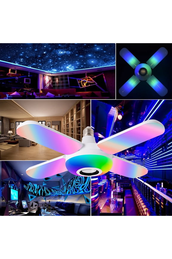 Smart Home Lights,LED Light Bulb with Integrated Bluetooth Speaker,E27 RGB Changing Lamp,24 Keys Remote Control RGB Color Changing Speaker Bulb for Party,Home Fans for Home