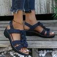 thumbnail image 1 of Dpityserensio Summer Ladies Slippers Casual Women's Shoes Roman Casual Wedges Flower Sandals Summer Women Sandals Dark Blue 6(37), 1 of 9