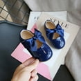 thumbnail image 1 of Dpityserensio Toddler Shoes Baby Girls Cute Fashion Bow Hollow Out Non-slip Small Leather Princess Shoes Dark Blue 5-6 Years, 1 of 7