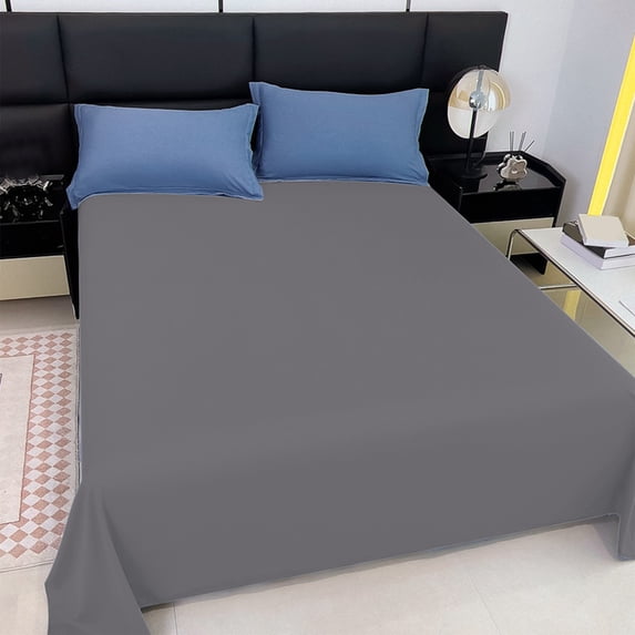 Dpityserensio Washed Cotton Flat Sheet 59x90.5in, Soft Breathable Bed Sheet for Twin or Full Size Bed All Season Sheetfor Home Bedroom, Lightweight Summer