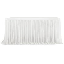 Dpityserensio White Tulles Table Skirt Recyclable Extra Long Transparent Tablecloth Ruffled Tulles Table Skirt Suitable for Wedding Birthday Banquet Table Decoration Xmas