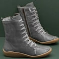 thumbnail image 1 of Dpityserensio Women Mid-tube Boots Ladies Fashion Vintage Style Solid Zipper Flat Shoes Ankle Short Boots Summer Gray 9.5(43), 1 of 3