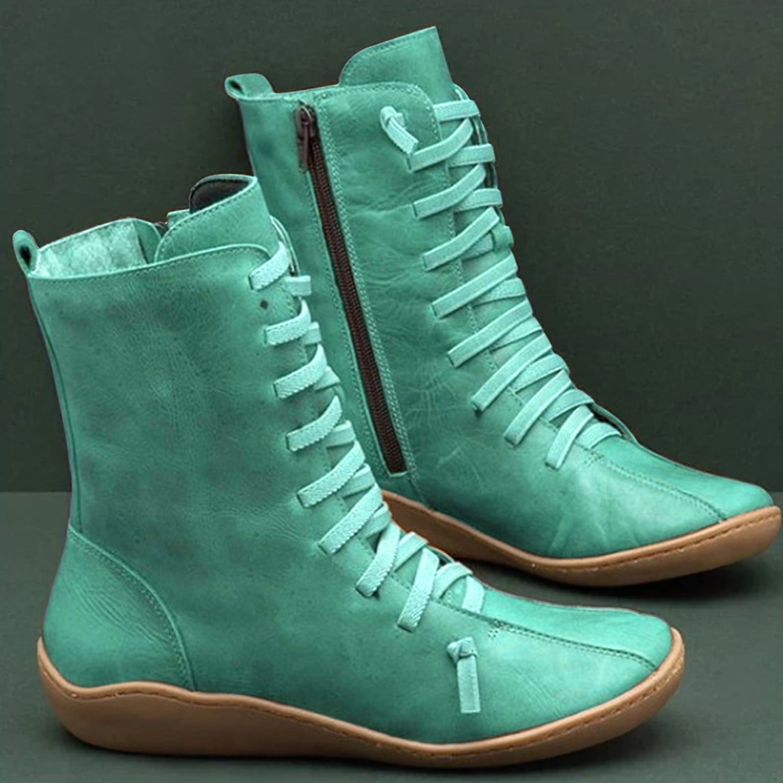 Dpityserensio Women Mid-tube Boots Ladies Fashion Vintage