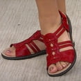 thumbnail image 1 of Dpityserensio Sandals for Women Ladies Fashion Slope Heel Sandals Comfortable Round Toe Buckle Causal Sandals Shoes Summer Red 6.5(38), 1 of 4