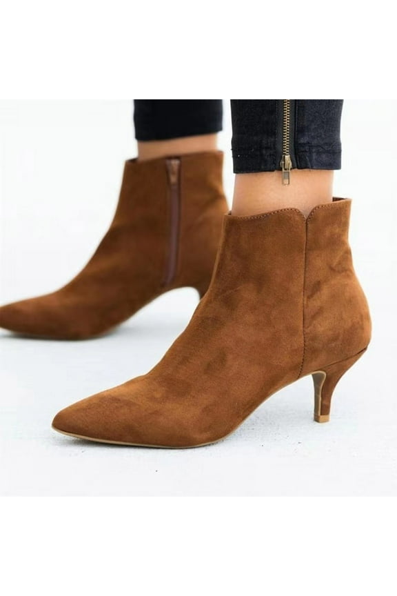 Women Shoes Leopard Snake Print Ankle Boots Fine Heels Mid Heel Pointed Side Zip Clearance