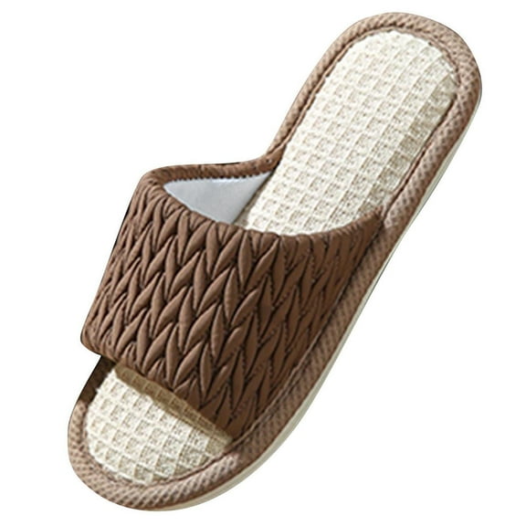 Dpityserensio Women's Fashion Linen House Slippers Breathable Indoor Comfort Shoes for All Seasons