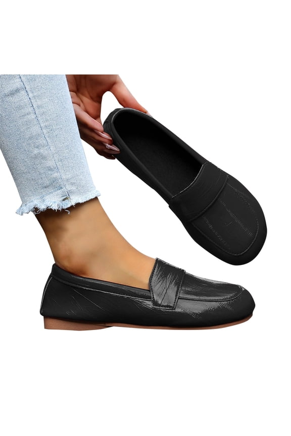 Women's Fashionable Casual Round Toe Solid Color Shallow Mouth Moccasins Comfortable Low Heels Shoes