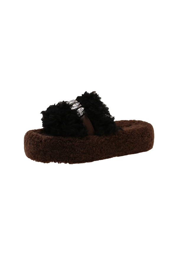 Women's Letter Thick-Soled Rhinestone Open-Toe Height-Enhancing Multi-Color Shoes Fall And Winter Style Comfortable Trendy Slippers Christmas Xmas Gifts