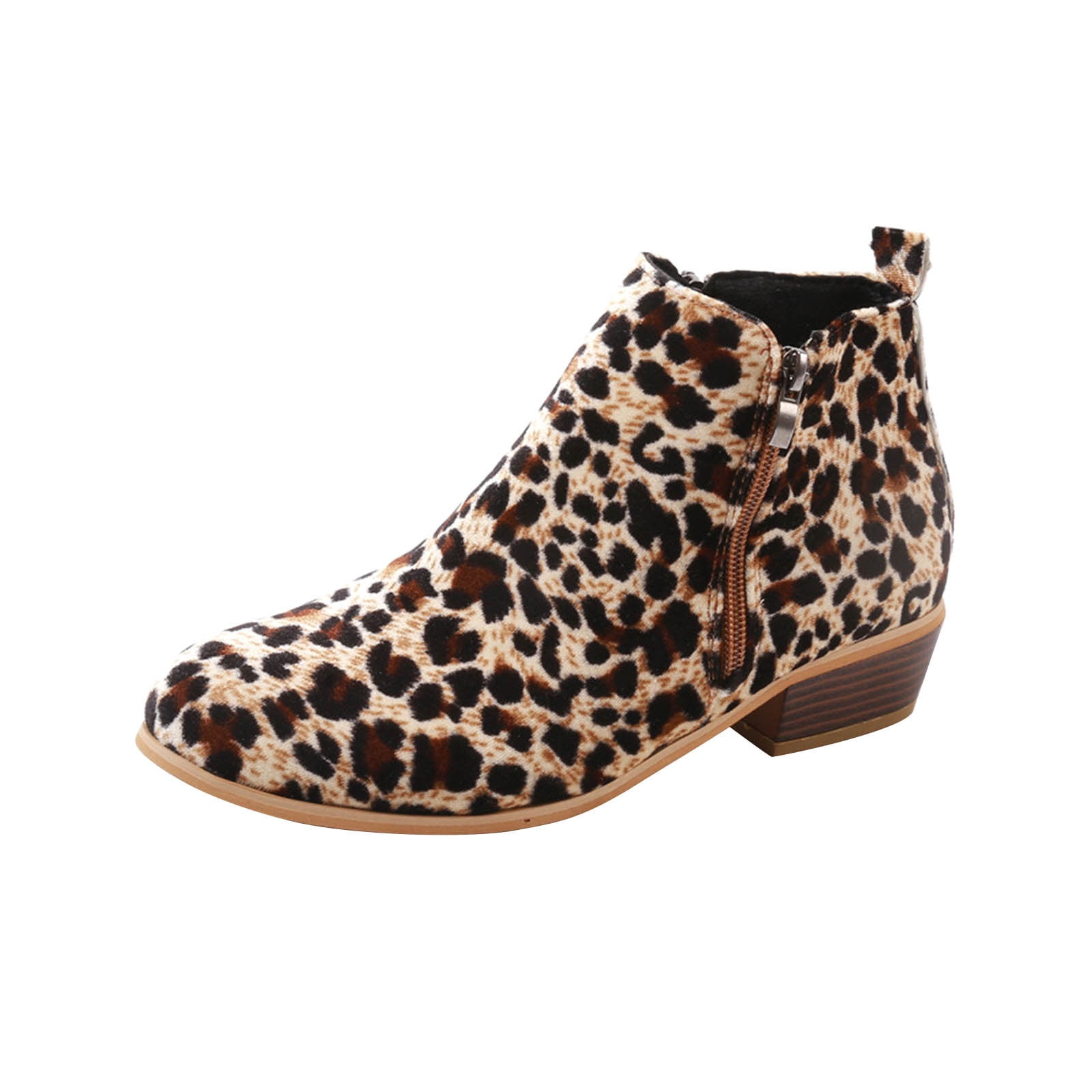 zippered low heeled ankle boots