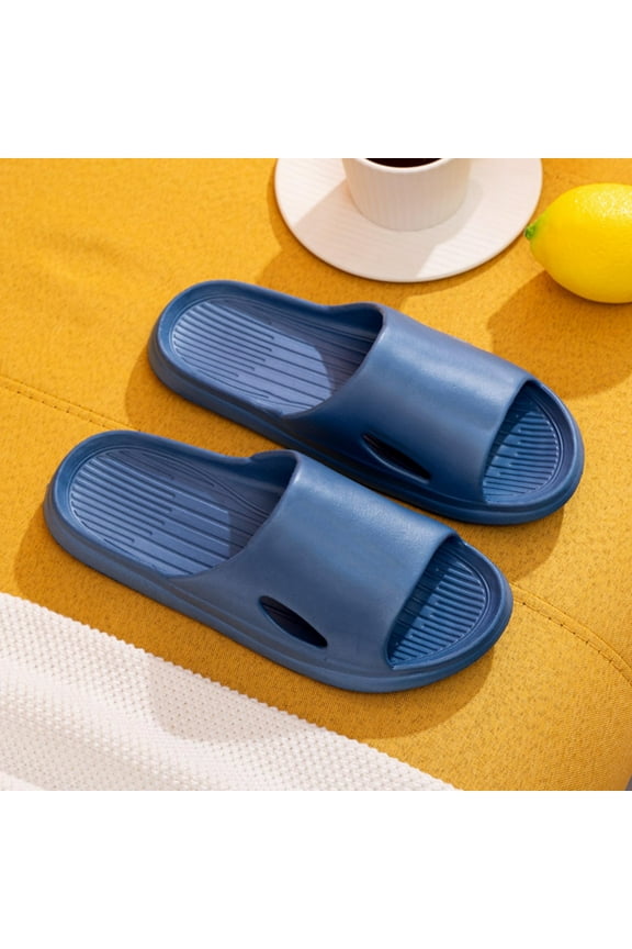 Women's Non-Slip Slide Sandals Soft Bottom Bathroom Household Lightweight Slippers Dark Blue 10(44-45)