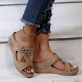 thumbnail image 1 of Dpityserensio Women's Sandals Summer Thick-Soled Sewing Thread Solid Color Flower Casual Slippers Shoes Khaki 8.5(40), 1 of 1