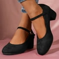 thumbnail image 1 of Dpityserensio Women's Solid Color Medium Heeled and Thick Heeled Shoes with A Straight Buckle and Shallow Mouth Suede for Women Black 9.5(43), 1 of 9