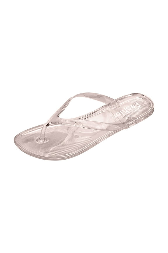 Women's Summer Crystal Jelly Color Flat Shoes Casual Beach Wearing Flip Flops Thong Sandals Black 5.5(36)