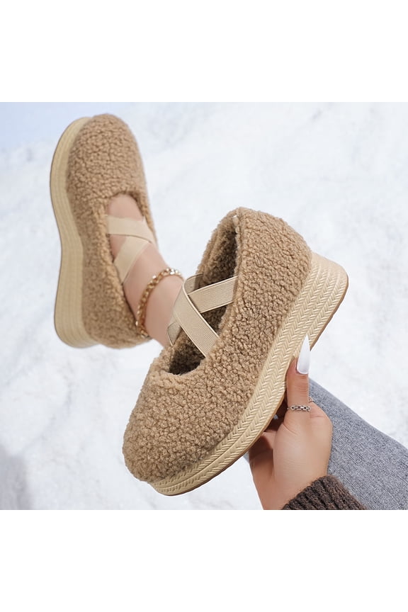 Women's Wrap Shoes Large Size Fall And Winter Style Comfortable Height-Enhancing Wedge Heels