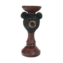 Dpityserensio Wood Like Black Bear Candlestick Base European Resin Decor Creatives Tabletop Centerpiece Eco Amicable Handcrafted Candle Stand Festive Home Ornament Fall Decor Xmas Gifts