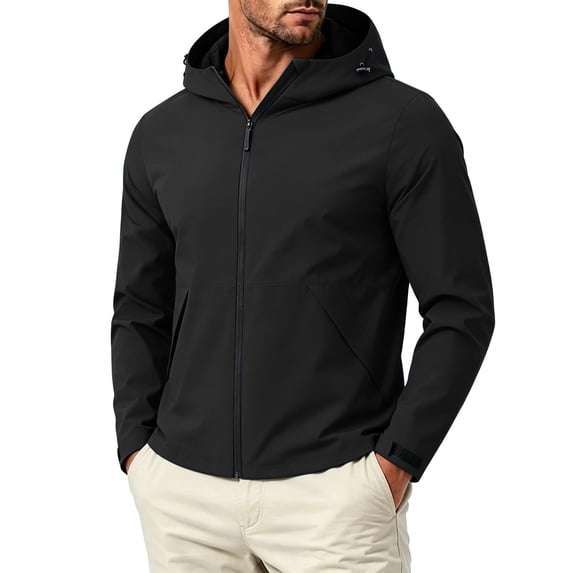 Dpjklzsn Men's Hooded Windbreaker Jacket, Lightweight Zip Front Outdoor Coat for Hiking and Travel