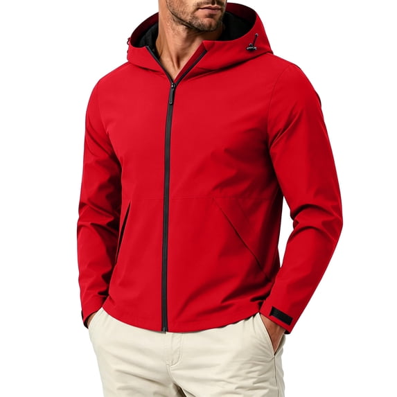 Dpjklzsn Men's Hooded Windbreaker Jacket, Lightweight Zip Front Outdoor Coat for Hiking and Travel