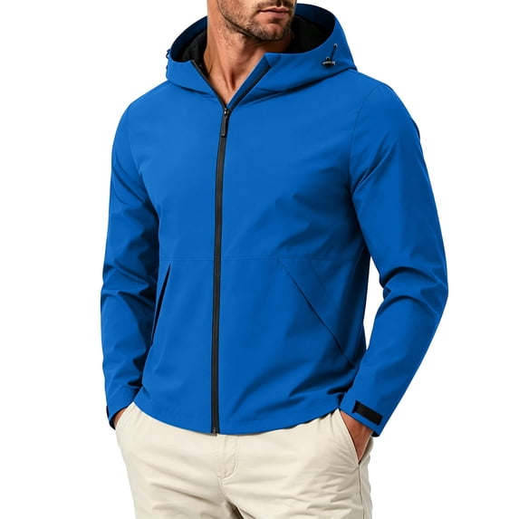Dpjklzsn Men's Hooded Windbreaker Jacket, Lightweight Zip Front Outdoor Coat for Hiking and Travel
