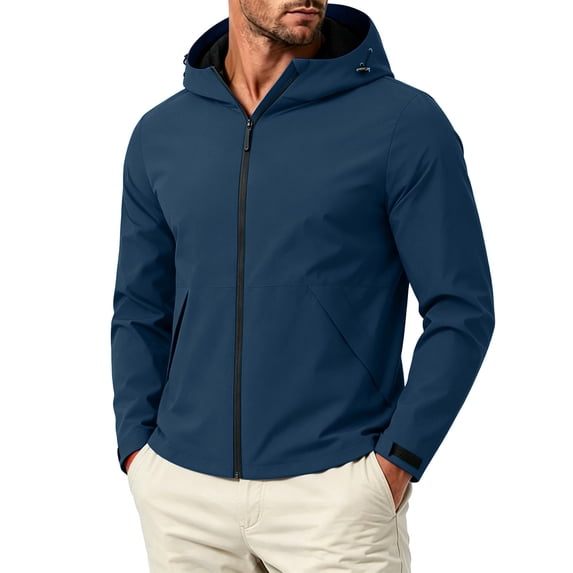 Dpjklzsn Men's Hooded Windbreaker Jacket, Lightweight Zip Front Outdoor Coat for Hiking and Travel